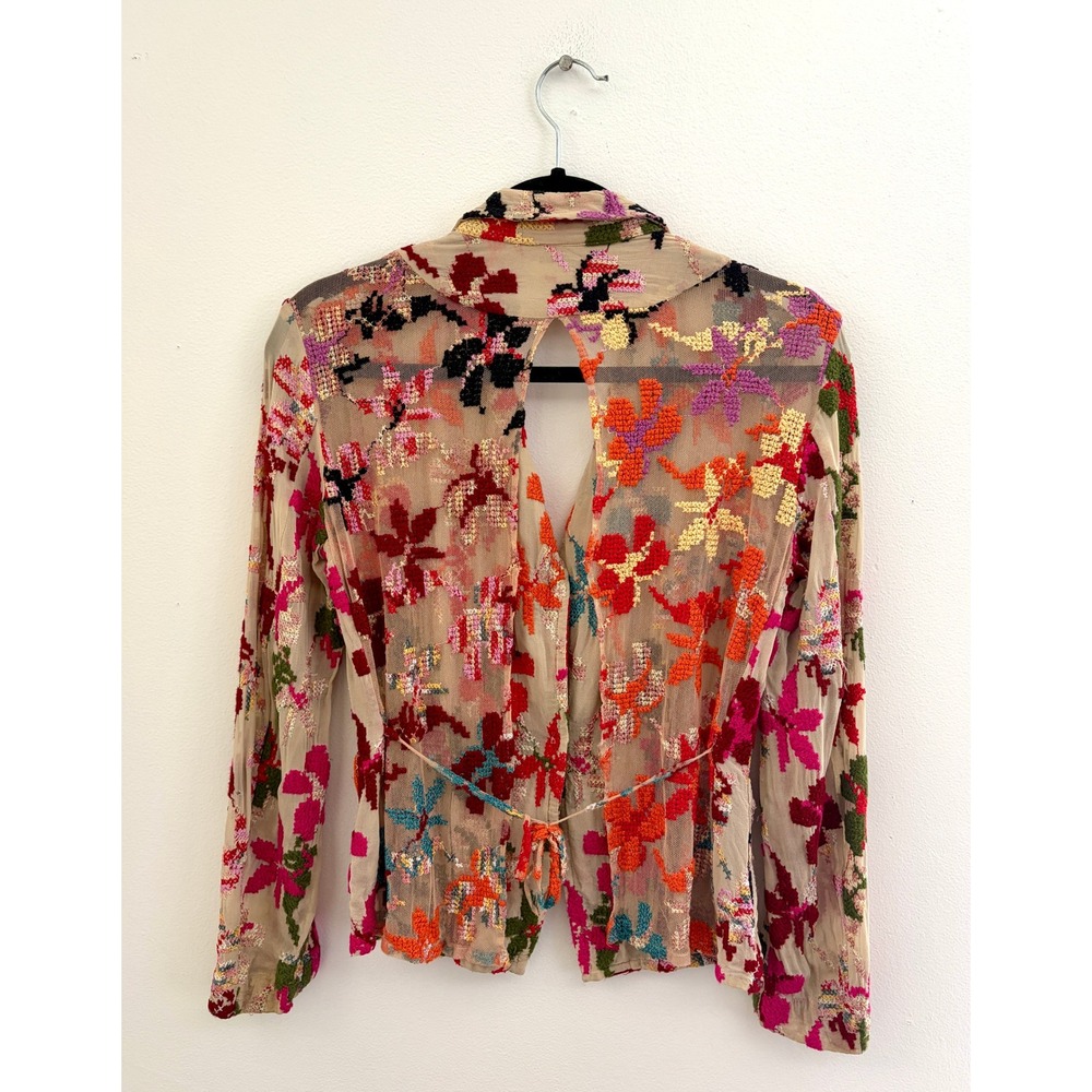 Vintage Dries Van Noten Size 40 S Floral Embroidered Mesh Jacket Archival 2000s - Picture 4 of 8
